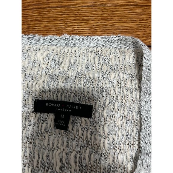 Romeo & Juliet Couture Open Front Cardigan Sweater Womens Size Medium Gray White - Picture 4 of 5